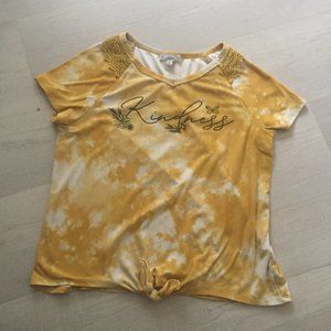 Mustard Tie-Dye Graphic Knot Tee Girls